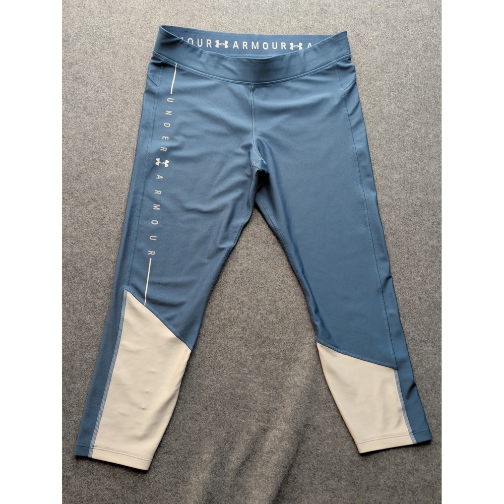 Under Armour Women's Athletic Compression Heat Gear Leggings XL Blue/White